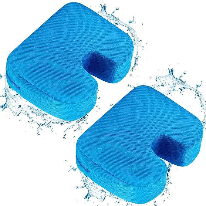 Suzile 2 Pcs Hot Tub Booster Seat Weighted Spa Bathtub Booster Inflatable Cushion Quick Dry Non Slip Bottom Portable Seat with 3D Air Mesh Cover Tub Accessory for Adult Indoor Outdoor(Blue)