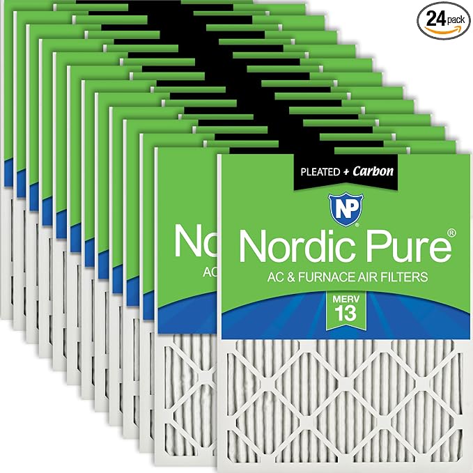 Nordic Pure 16x25x1 Pleated Air Filters MERV 13 Plus Carbon 24 Pack by NordicPure