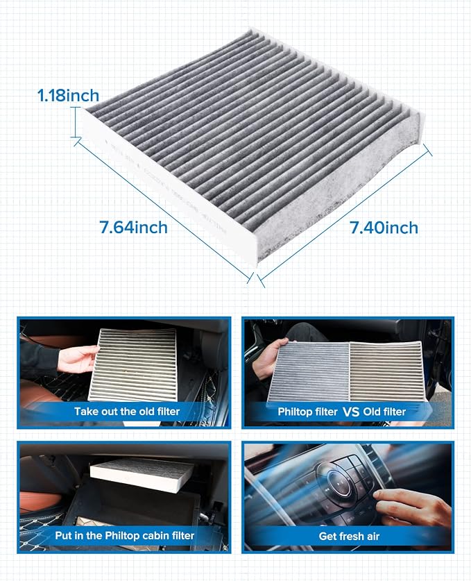 PHILTOP HEPA Cabin Air Filter w/Activated Carbon, Compatible - Image 7