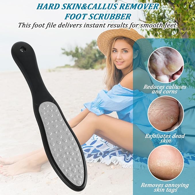 Double-Sided Nano Glass Foot File, Heel Scraper for Cracked Heels and Dry Dead Skin, Black Calloused Feet Remover Tool, Professional Foot Files Pedicure File for Home Salon