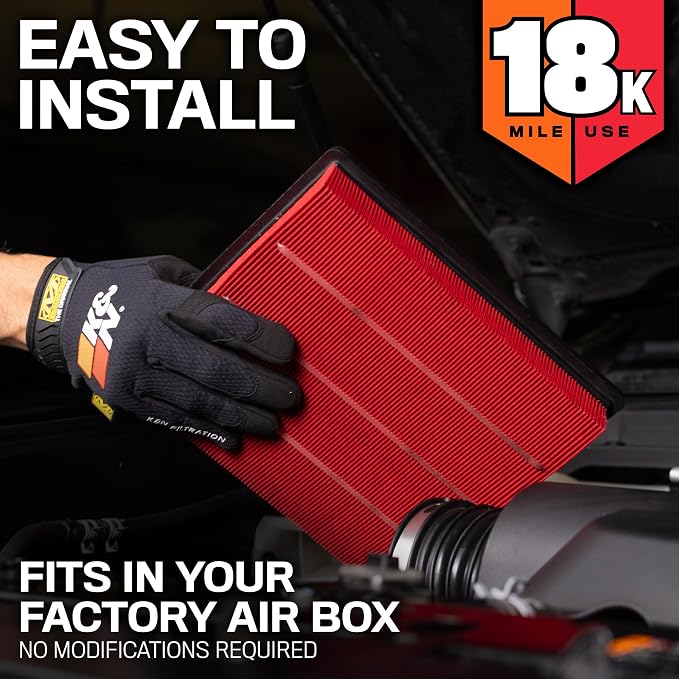 K&N Engine Air Filter: Long Life 18, 000 Mile Replacement Air Filter: Compatible - Image 4