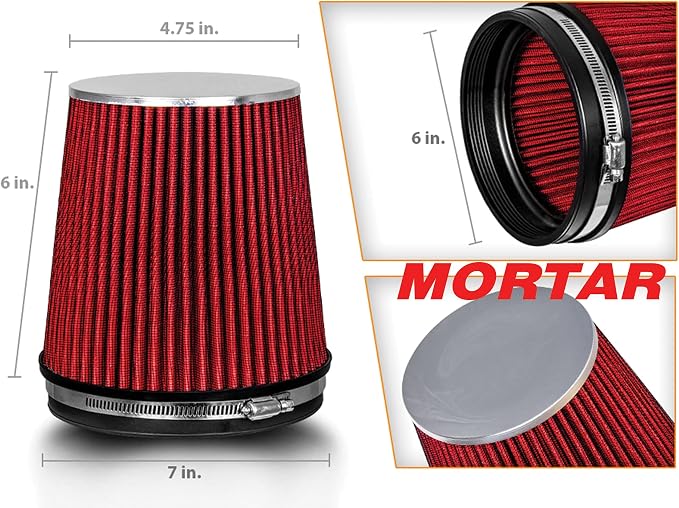 Mortar Aftermarket Auto Air Filter – 6 In Flange ID Car Enthusiast Class - Image 2