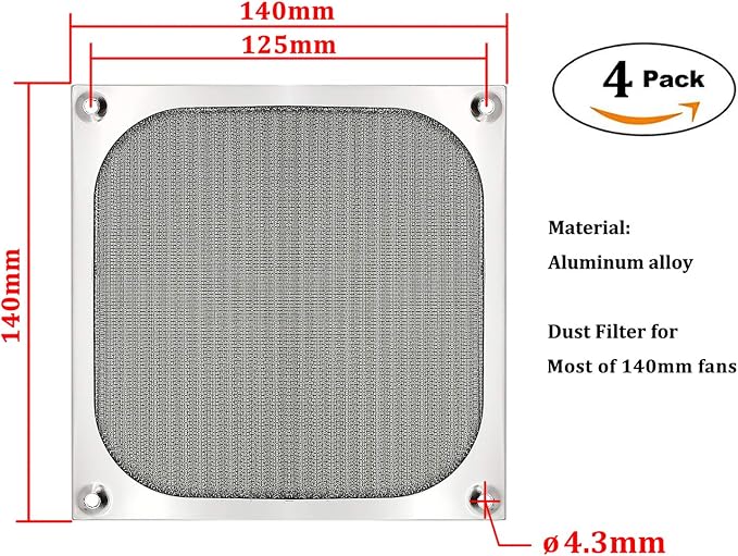 140mm PC Computer Case Fan Dust Filter Grills Dustproof Case Cover - Image 2