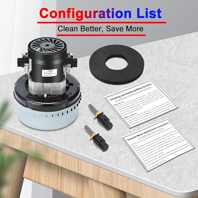 116336-01, 116336-00 120V Vacuum Motor, 2 Stage, High Efficiency, Strong Suction - Image 5