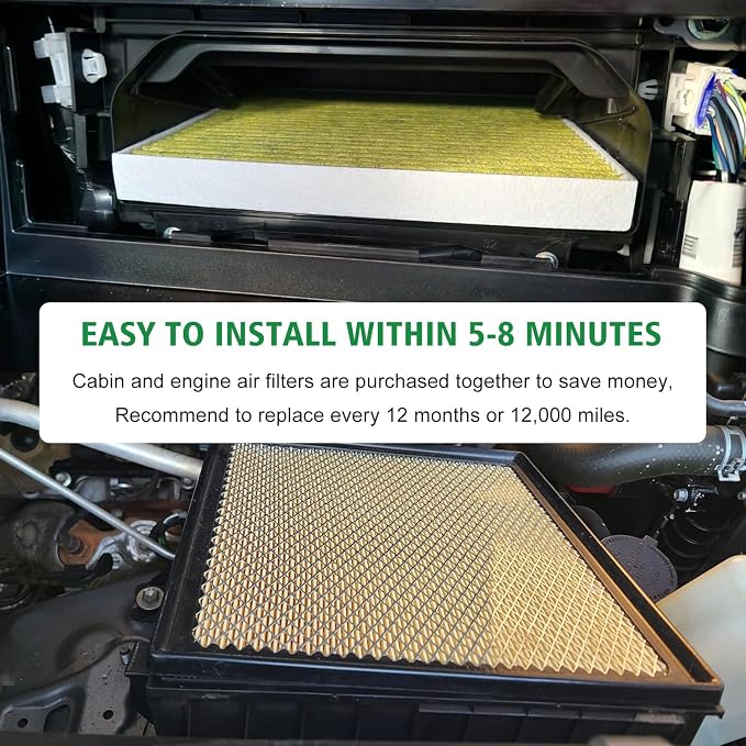 2PCS Cabin Engine Air Filter Kit Fits - Image 3