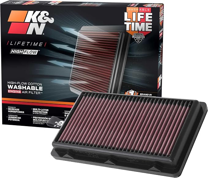 K&N High-Flow Original Lifetime Engine Air Filter: Increase Power: Washable: by KNEngineeringInc