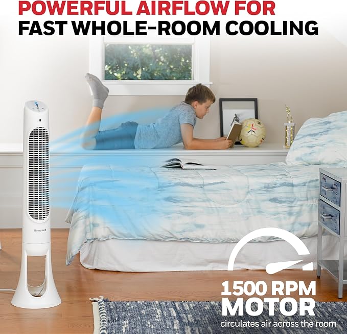 Honeywell QuietSet Whole Room Oscillating Tower Fan - Image 3