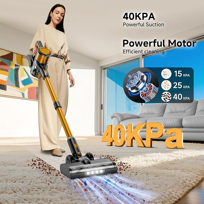 Cordless Vacuum Cleaner, 8 in 1 40Kpa 55Mins, Lightweight Vacuum Cleaners - Image 2