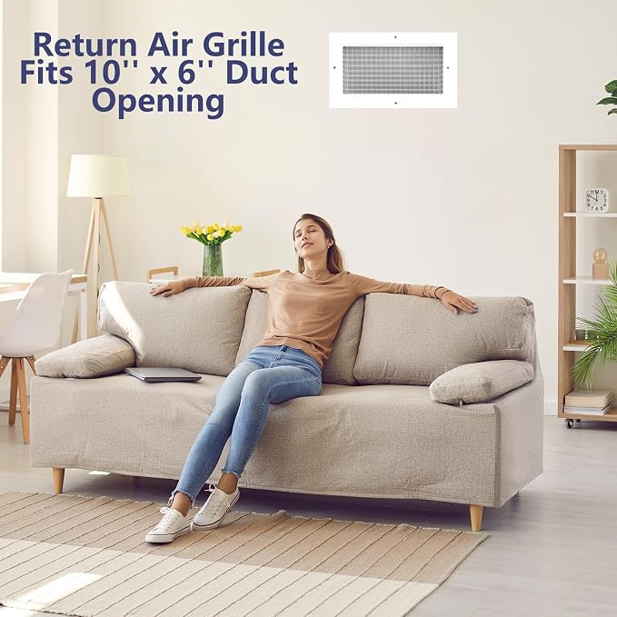 10'' x 6'' Aluminum Eggcrate Return Grille, Modern/Minimalist Style, Fits 10'' - Image 5