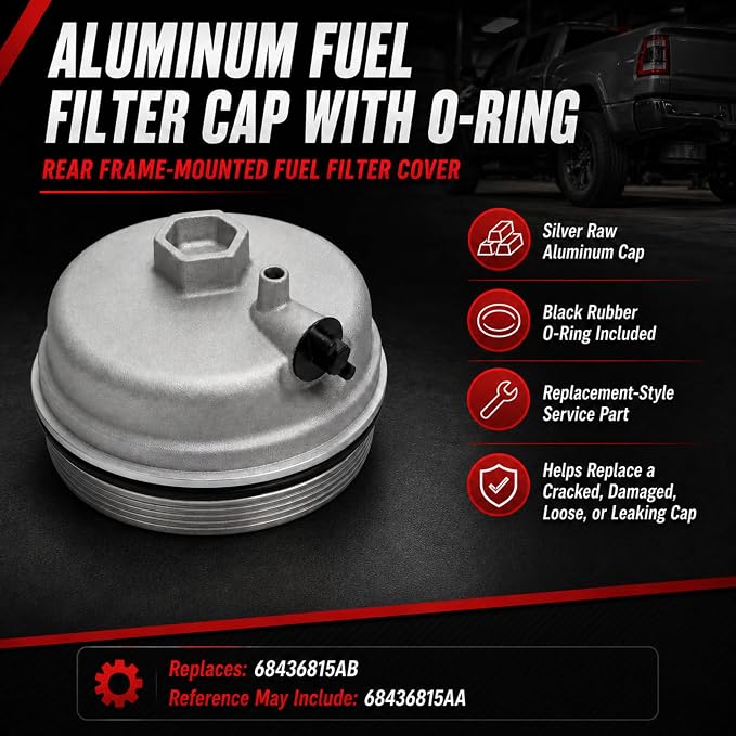 Aluminum Fuel Filter Cap with O-Ring Compatible with Ram 2500 3500 4500 5500 - Image 2