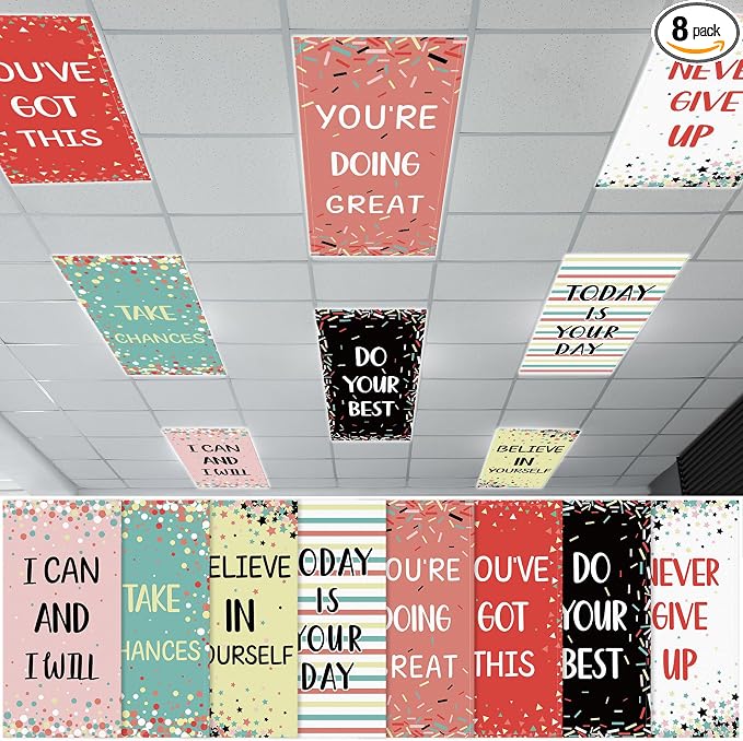 8Pcs Classroom Light Covers for Fluorescent Lights, Magnetic 2x4 FT Ceiling by Hallswl