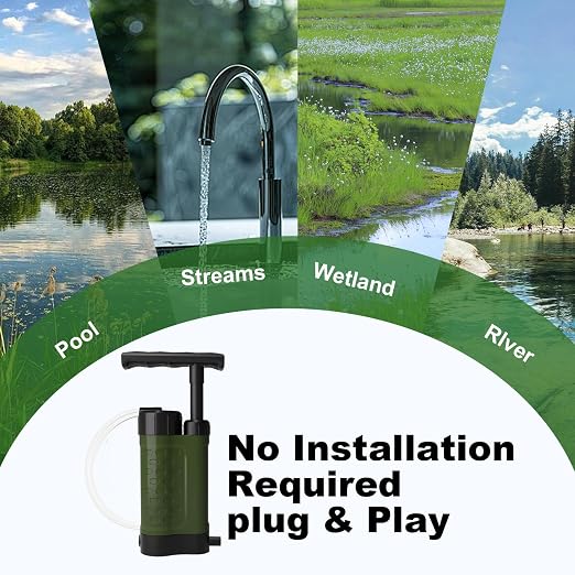 Portable Water Filter Pump, 0.01 Micron Manual Survival Water Purifier - Image 8