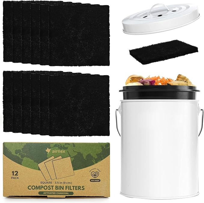 Charcoal Filters for Compost Bucket 3.5 in Square by Airnex
