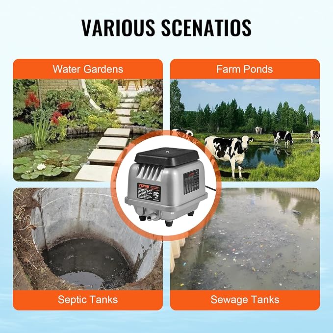 VEVOR Linear Air Pump, 90L/Min Air Flow Septic Aerator Pump, Aeration System - Image 6