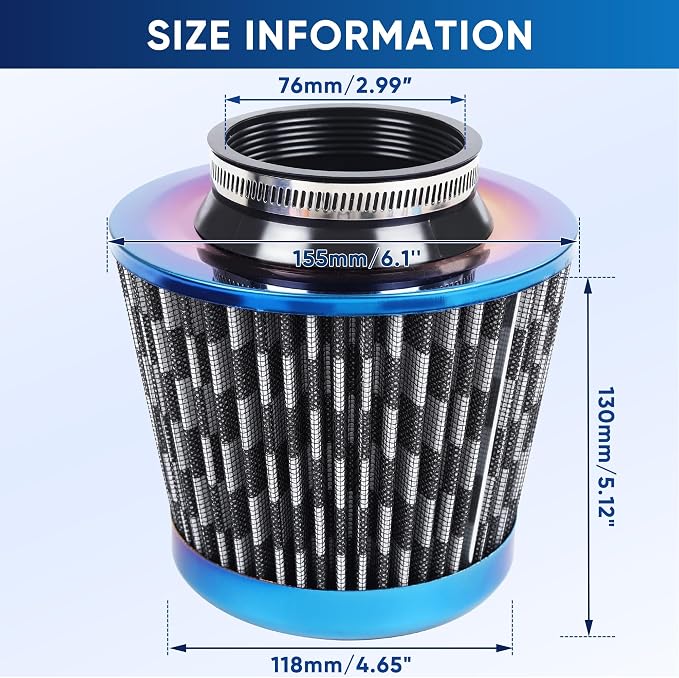Universal Cold Air Intake Filter Clamp-On Replacement Air Filter Flange - Image 2