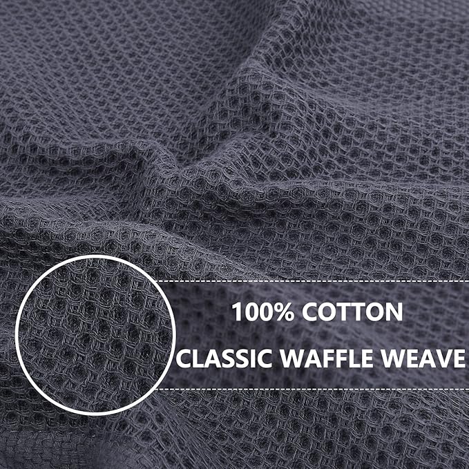 Homaxy 100% Cotton Waffle Weave Kitchen Dish Towels, Ultra Soft Absorbent Quick Drying Cleaning Towel, 13 x 28 Inches, 4-Pack, Multicolor