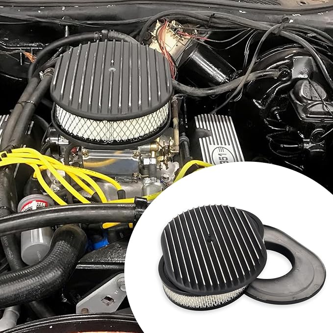 12" Air Cleaner Kit Black Aluminum Oval Full Finned Compatible - Image 6