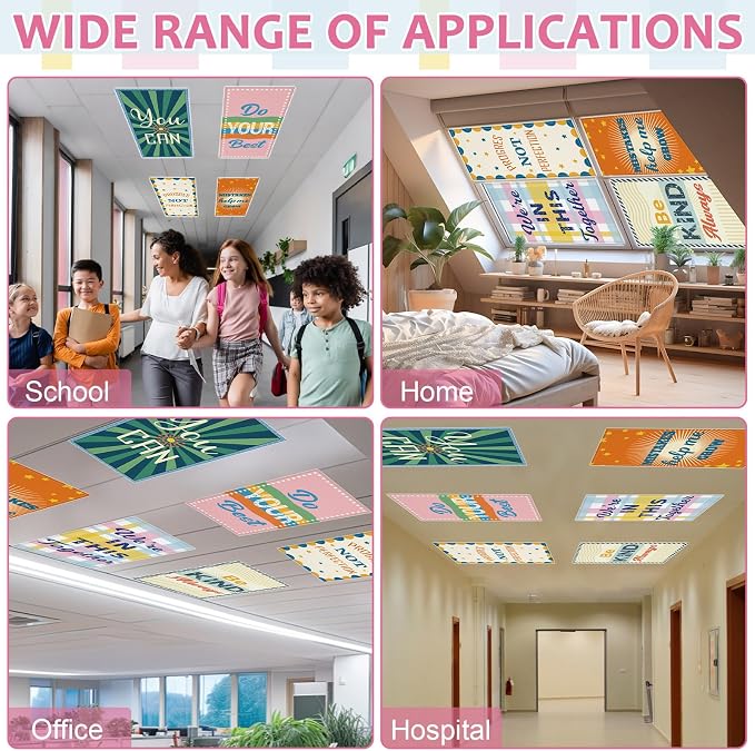 QOUBAI 6 Pcs Fluorescent Light Covers, 4 x 2 Ft Magnetic Light Filters - Image 6