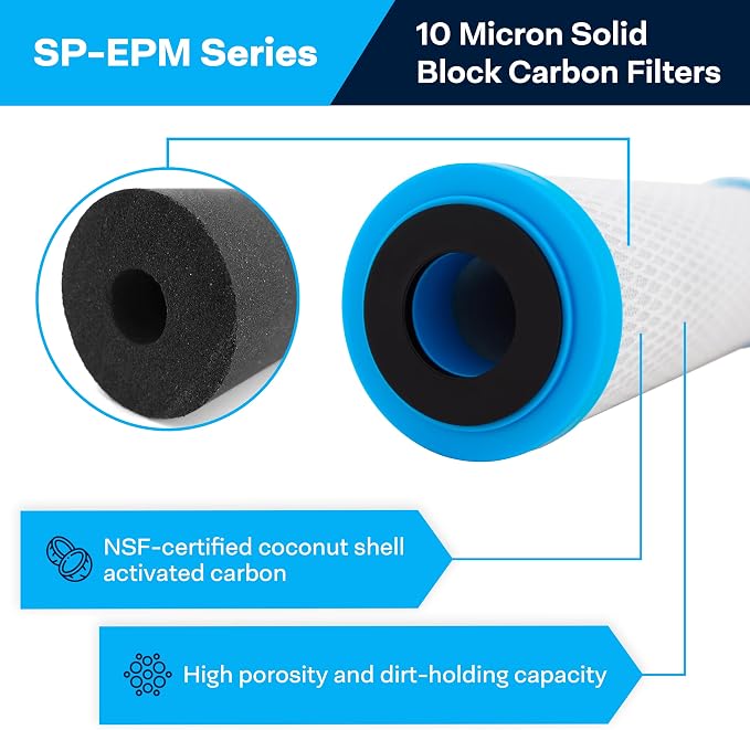 SpiroPure SP-EPM-30 30x2.5 10 Micron NSF Certified Coconut Shell Carbon Block - Image 2