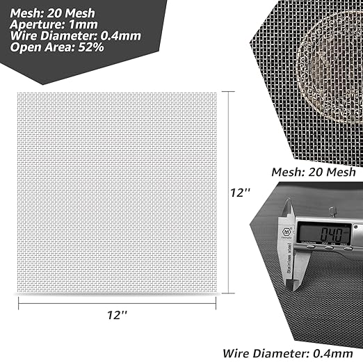 4 Pack 12x12 Inch Wire Mesh, 20 Mesh Stainless Steel Mesh, Never Rust Sturdy - Image 2