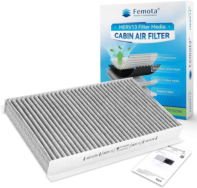 Certified MERV 13 Cabin Air Filter by Femota