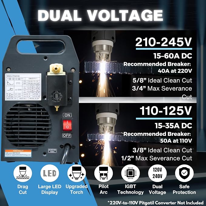 LTP6010D 60A Plasma Cutter, Drag-Cut Ready & Up to 20% Faster, 5/8" Clean - Image 5