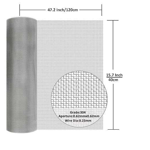 304 Stainless Steel Mesh Screen#30Mesh -Size:15.7"x47.2", - Image 2