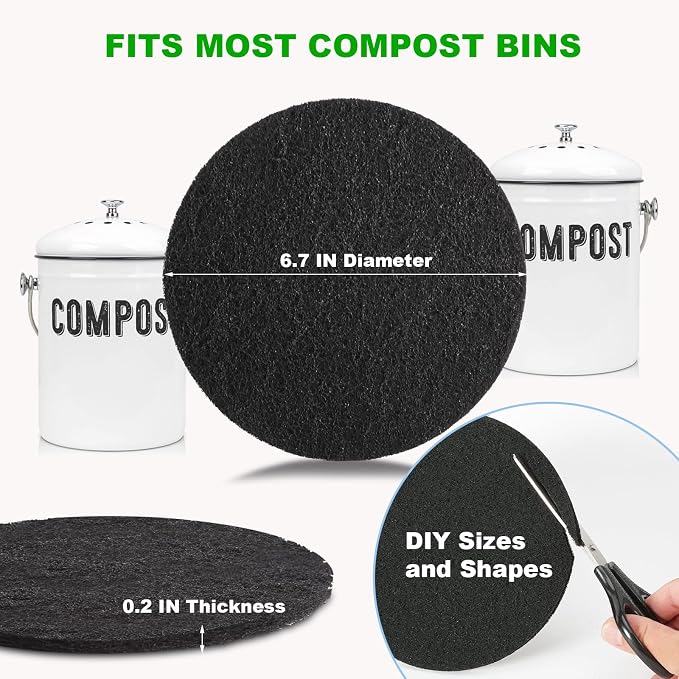 Charcoal Filters for Kitchen Compost Bin, 10 Pack Compost Filters for - Image 3