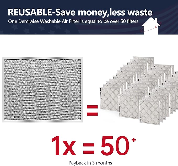 Reusable Washable Aluminum Air Filter, MERV 8, Rectangular, Heavy-duty - Image 2