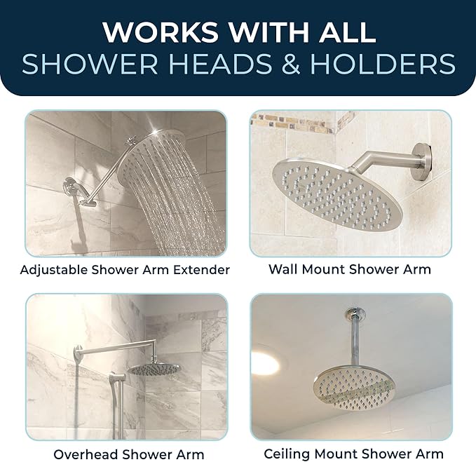 HammerHead Showers® Solid Metal 8 Inch Rainfall Shower Head – CHROME - Shower Head Rainfall - 2.5 GPM High Flow Shower Head Optimized for Pressure – Large Round Rain Shower Heads
