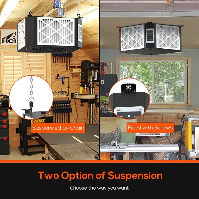 ABESTORM Air Filtration System Woodworking Built-in Ionizer, 1350CFM Hanging - Image 7