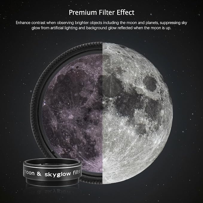 Astromania Telescope Moon Filter 1.25 Inch, Moon Skyglow Filter Reduces Moon - Image 2