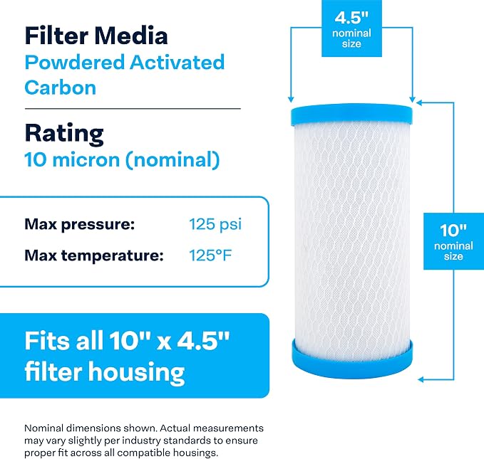 SpiroPure 10x4.5 10 Micron Carbon Block Filter EPM-BB CB-45-1010 - Image 3