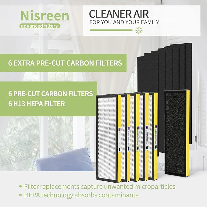 6 Set FLT5000 Pure HEPA Air Purifier Filter Replacement Filter Size C Compatible - Image 2