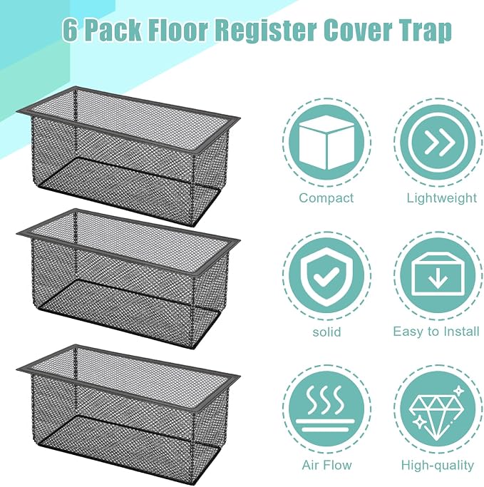 6PCS Floor Register Cover Trap 4"x12", Mesh Floor Vent Screen Net - Image 4