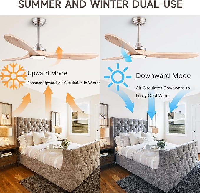 QUTWOB 52" Wood Ceiling Fans - Image 4