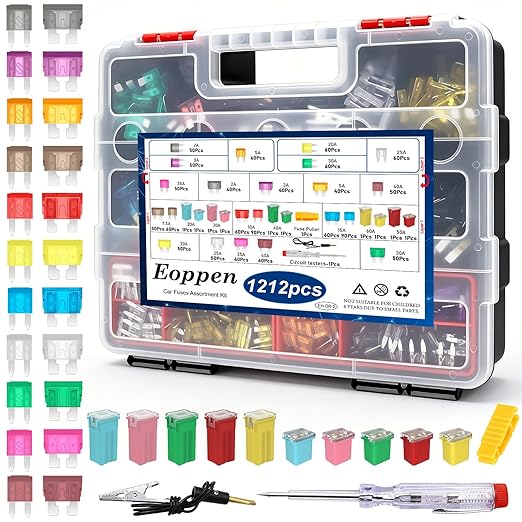 1212Pcs Car Fuses Assortment Kit by Eoppen