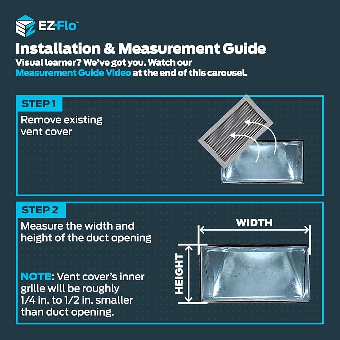 EZ-FLO 8 x 4 Inch Three-Way Ventilation Steel Sidewall/Ceiling Register - Image 3