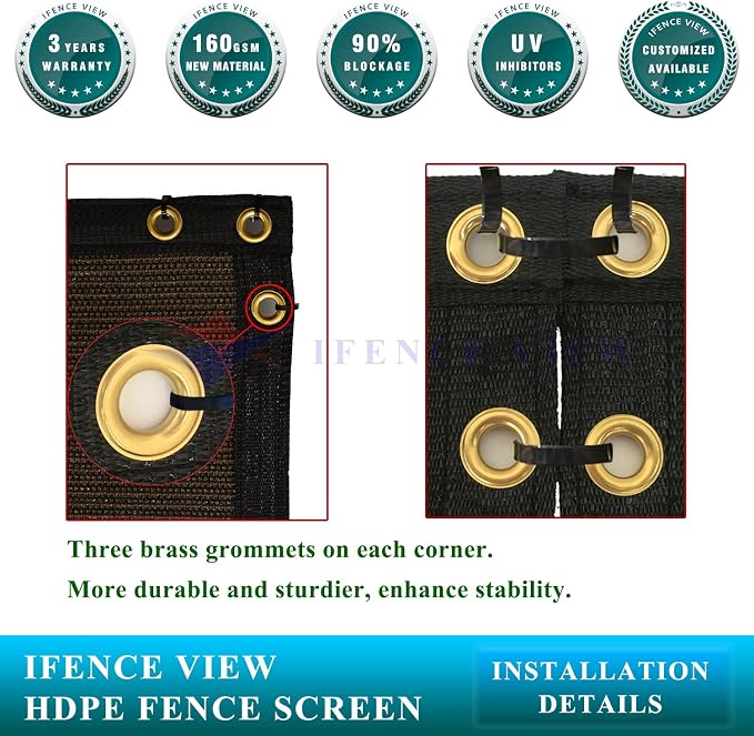 Ifenceview 6'x1' to 6'x100' Brown Shade Cloth Panels Fence Privacy Screen - Image 5