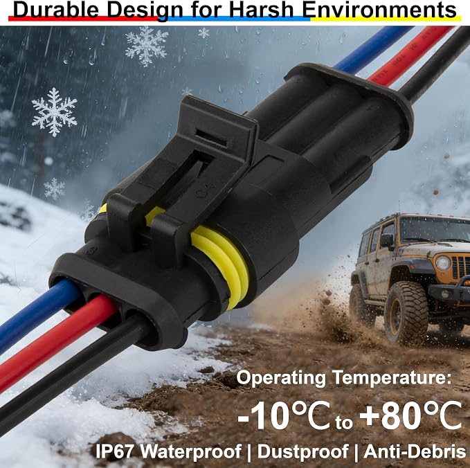 5Pcs 3 Pin Connector, 16AWG Car Waterproof Electrical Connectors, Quick - Image 4