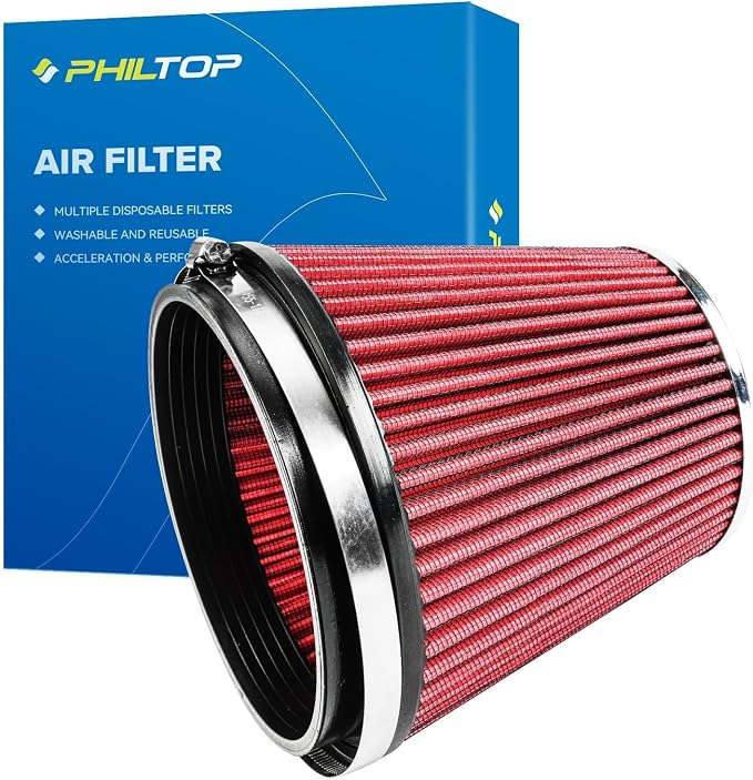PHILTOP Universal Clamp-On Air Intake Filter, Replacement Air Filter: High Flow by PHILTOP