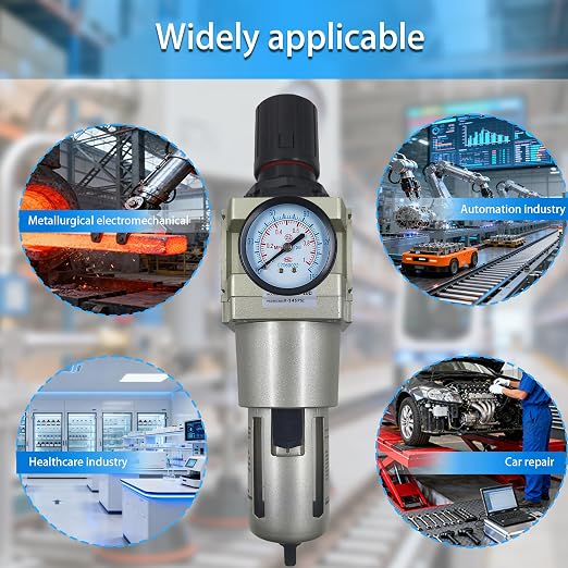 HengMinLingTong 1”NPT Compressed Air Filter Regulator Piggyback Combo, auto - Image 7