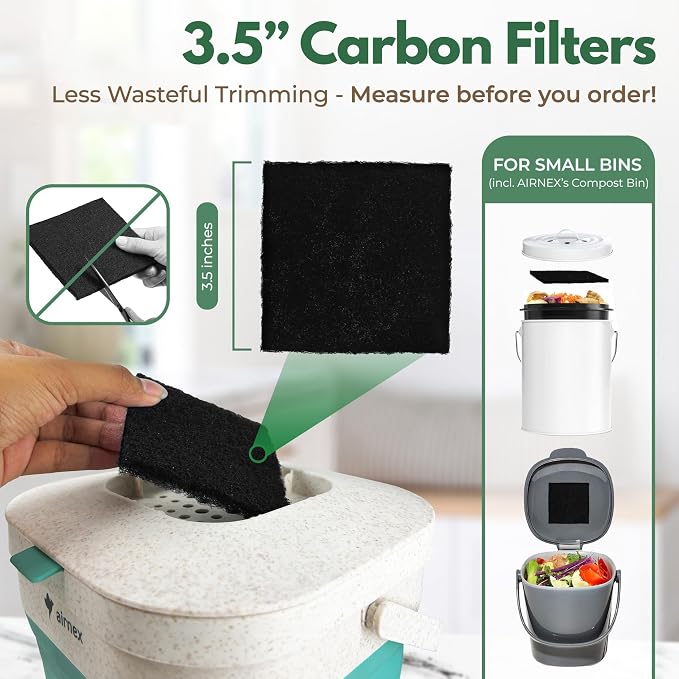 Charcoal Filters for Compost Bucket 3.5 in Square - Image 2