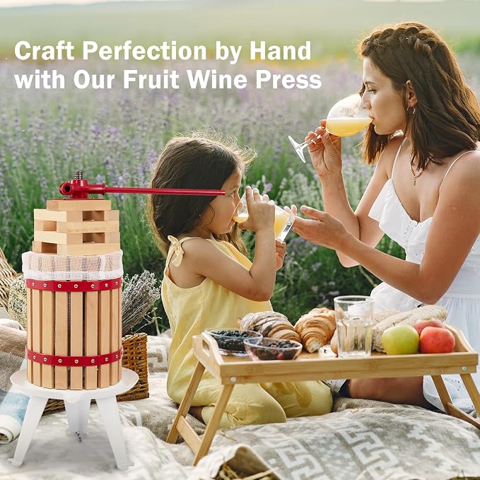 CAELUM Fruit Wine Press, 4.75 Gallon Wood Fruit and Cider Press Squeezer - Image 7