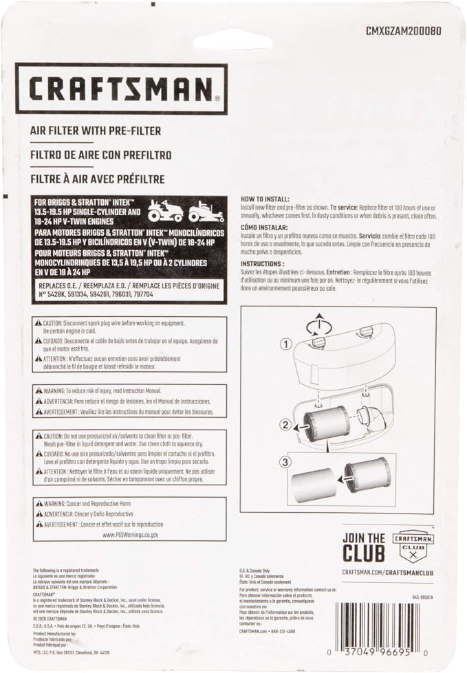 Craftsman SBD Air Filter with Pre-Filter - Image 7