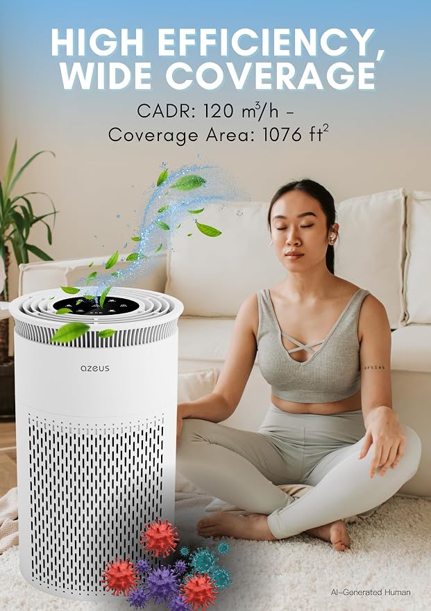 Azeus Air Purifier for Large Rooms, 25db Filtration System Cleaner Odor - Image 8