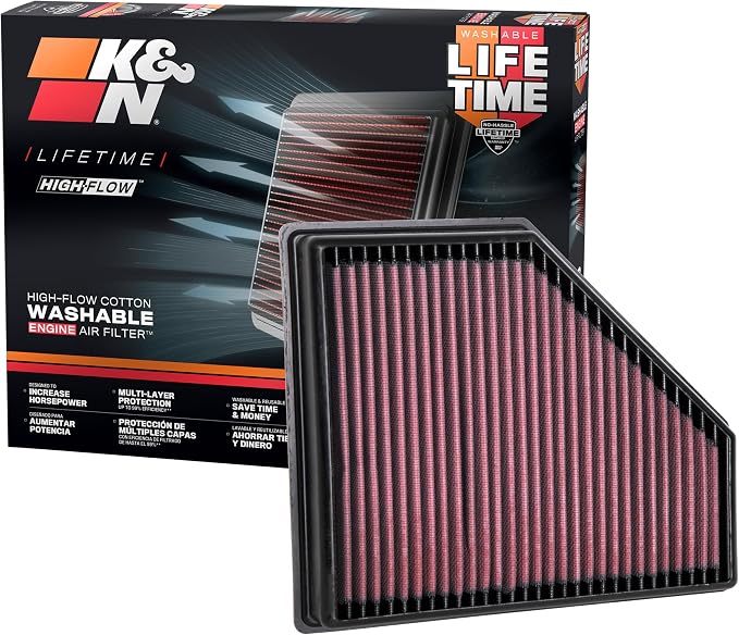 K&N High-Flow Original Lifetime Engine Air Filter: Increase Power: Premium by KNEngineeringInc