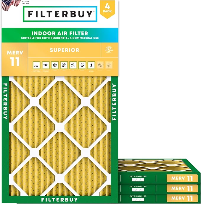 Filterbuy 10x25x1 Air Filter MERV 11 Superior Pet & Allergy Defense, by Filterbuy