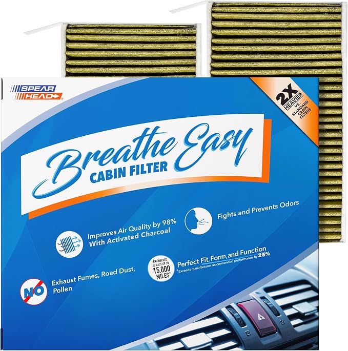 Spearhead 2-Pack Odor Defense Breathe Easy AC & Heater Cabin Filter | Fits by SPEARHEAD