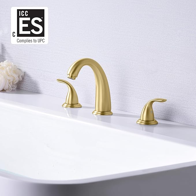 sumerain 3 Hole Roman Tub Faucet Brushed Gold with with Brass Rough in Valve, High Flow